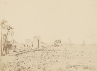 (Tempel og palmer, udsigt over ruinerne, Karnak)